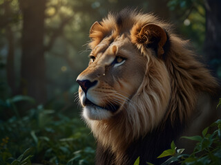 lion portrait , lion wildlife in the forest