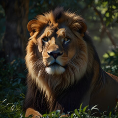 Obraz premium lion portrait , lion wildlife in the forest