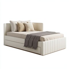Trundle Beds. Contemporary White Daybed with Underbed Trundle and Comfortable Linens