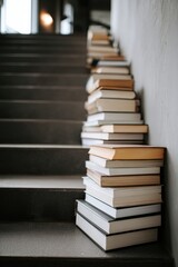 Books Stacked Like Stairs Showing Growth