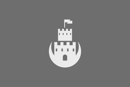Unique castle in circle with flag logo 