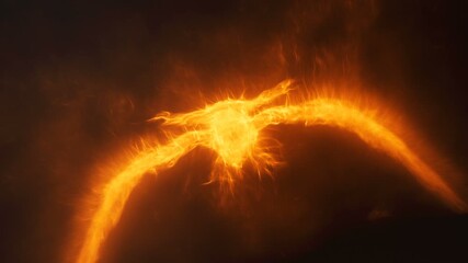 3d Animation of a phoenix built from fire and smoke particles