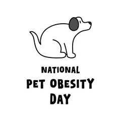 National Pet Obesity Day. October. Obesity dog. White background.