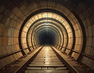 Obraz premium Underground tunnel, perspective view