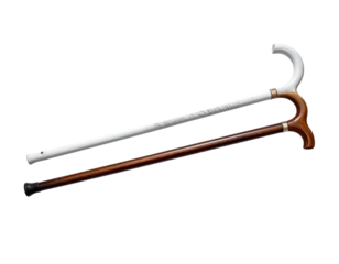 Dual Vintage Wooden Walking Sticks with Different Handles, isolated on transparent background