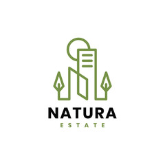 Eco Green City logo concept, Green Building logo line style