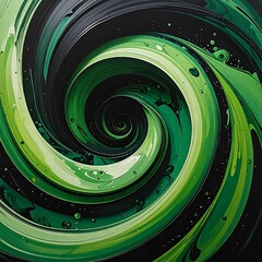 Emerald Vortex - A Swirling Symphony of Green and Black.