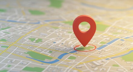 Detailed city map with a prominent location pin for precise navigation
