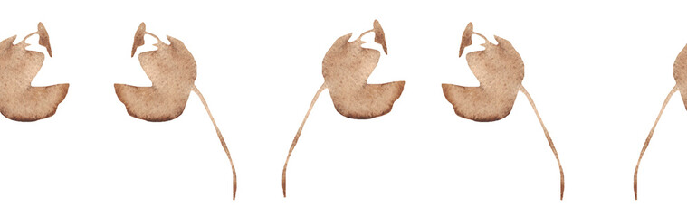 Flower border on a white background. Hand-drawn illustration. Perfect for autumn.
