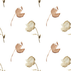 Orange flower pattern on a white background. Hand-drawn illustration. Perfect for autumn.