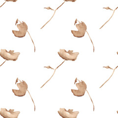 Orange flower pattern on a white background. Hand-drawn illustration. Perfect for autumn.