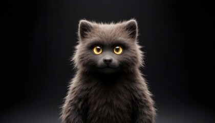 The cat has thick, messy, dark gray fur