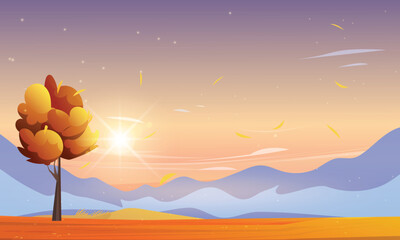 vector illustration of a sunset