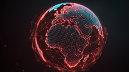 Abstract representation of the Earth globe with glowing digital dots and interconnected lines illustrating global communication and technology advancements