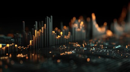 Abstract Data Visualization with Colorful Peaks and Waves Representing Dynamic Information Flow and Digital Communication Aesthetic
