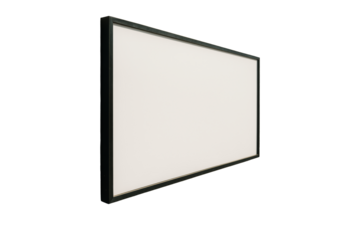 Blank black rectangular picture frame in angled view isolated on white background, minimal clean design concept for creative layout. Ai generative