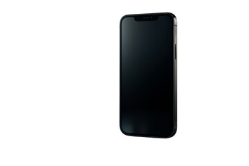 Black smartphone with blank screen isolated on white background, clean closeup layout for modern technology concept. Ai generative