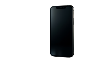 Black smartphone with blank screen isolated on white background, clean closeup layout for modern technology concept. Ai generative