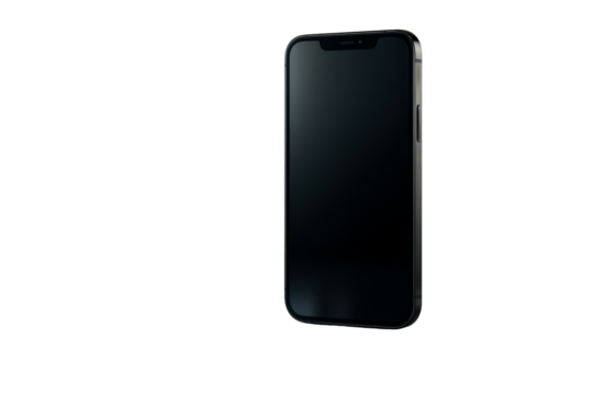 Black smartphone with blank screen isolated on white background, clean closeup layout for modern technology concept. Ai generative