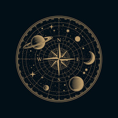 Celestial Compass - A Cosmic Guide Through the Stars. © MR.HAY