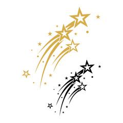 Elegant Shooting Stars in Gold and Black Celebration of Artistic Design Shining Symbols of Aspiration and Achievement