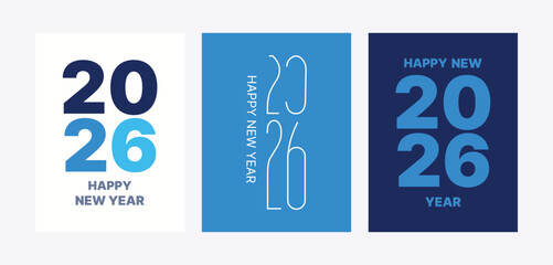 Festive 2026 New Year Greetings Creative Design Variations Celebrating the Upcoming Year with Modern and Minimalist Aesthetic