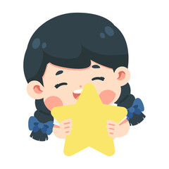 Illustration of Girl Holding a Star