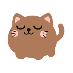 Illustration of a Brown Cat with Closed Eyes