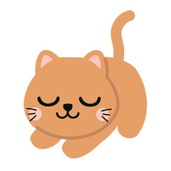 Cartoon Illustration of a Ginger Kitten sleep