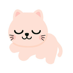 Cute Pink Cat Illustration sleep