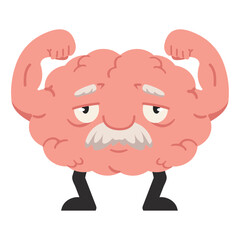 Cartoon Brain Flexing Biceps With Legs
