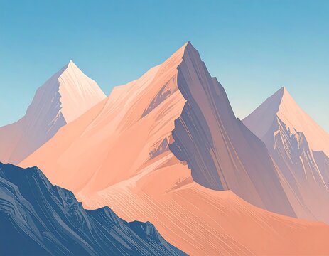 Colorful mountain peaks against a clear sky - Powered by Adobe