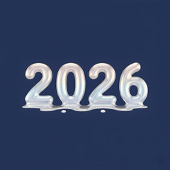 2026 Liquid Chrome Melting Text on Solid Indigo Background