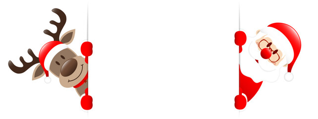Rotes Rentier Und Weihnachtsmann Banner Außen
