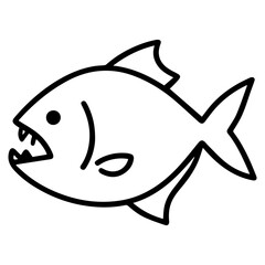 piranha icon or logo symbol line vector illustration 