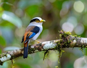 Naklejka premium Colorful bird perched on a branch