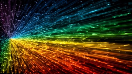 Dynamic and vibrant light trails creating a rainbow spectrum in a mesmerizing display