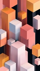 Obraz premium Pastel Geometric Cubes Arranged in a Dynamic Composition