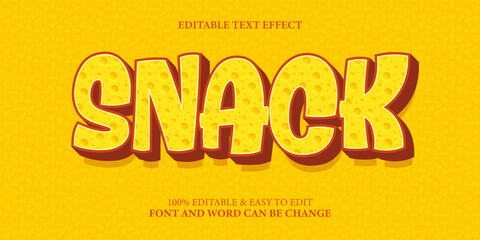 Snack editable text effect with cheese texture and 3D text style