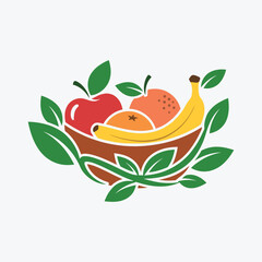 vector illustration of an apple with leaves