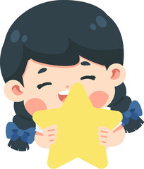 Illustration of Girl Holding a Star