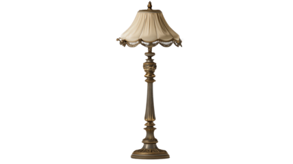 Lamp with a white shade sits isolated on transparent background