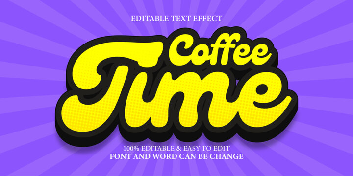 Coffe time editable text effect comic text style