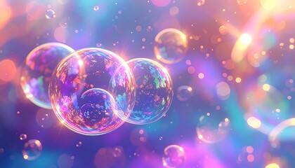 Colorful soap bubbles in motion