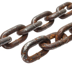 Fototapeta premium Close-up of a rusty metal chain against a transparent background, showing intricate link detail
