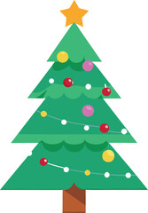 Obraz premium Green Christmas Tree with Ornaments and Star green tree
