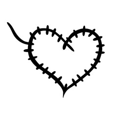 Mended heart stitched together with love, symbol of healing and resilience, perfect for Valentine's Day or expressions of care and support
