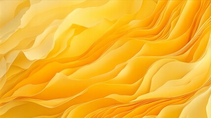 Obraz premium 3D yellow paper wave texture background, close-up abstract flowing layers in golden tones with soft organic curves