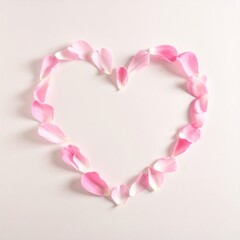 Pink Rose Petals Forming Heart Shape