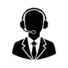 call center customer service representative. call center operator. Customer service icon. Vector illustration of a male call center operator with a headset. Customer support representative 